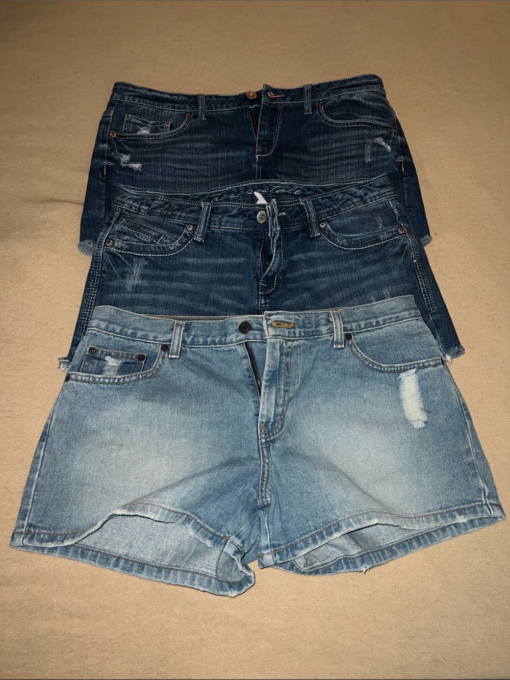 Y2K vintage Denim Shorts Trio - Light & Dark Blue Women's Jean Shorts size 11/12